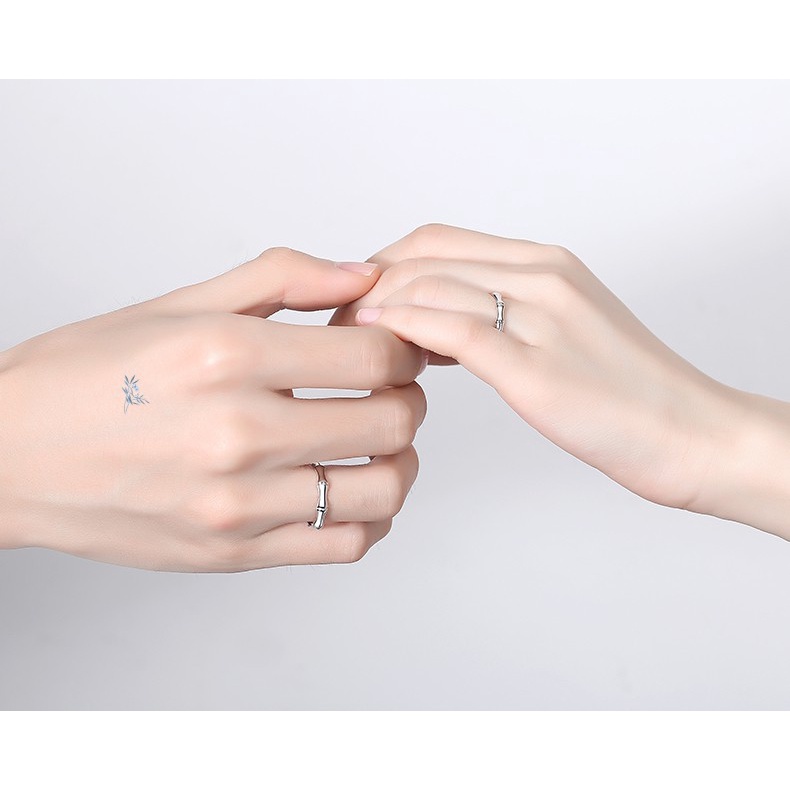 Nhẫn Đôi Mạ Bạc Lụa Xanh Lá Cây Thắt Nút Tre Tình Yêu Mỗi Cặp Cho Nam Và Nữ