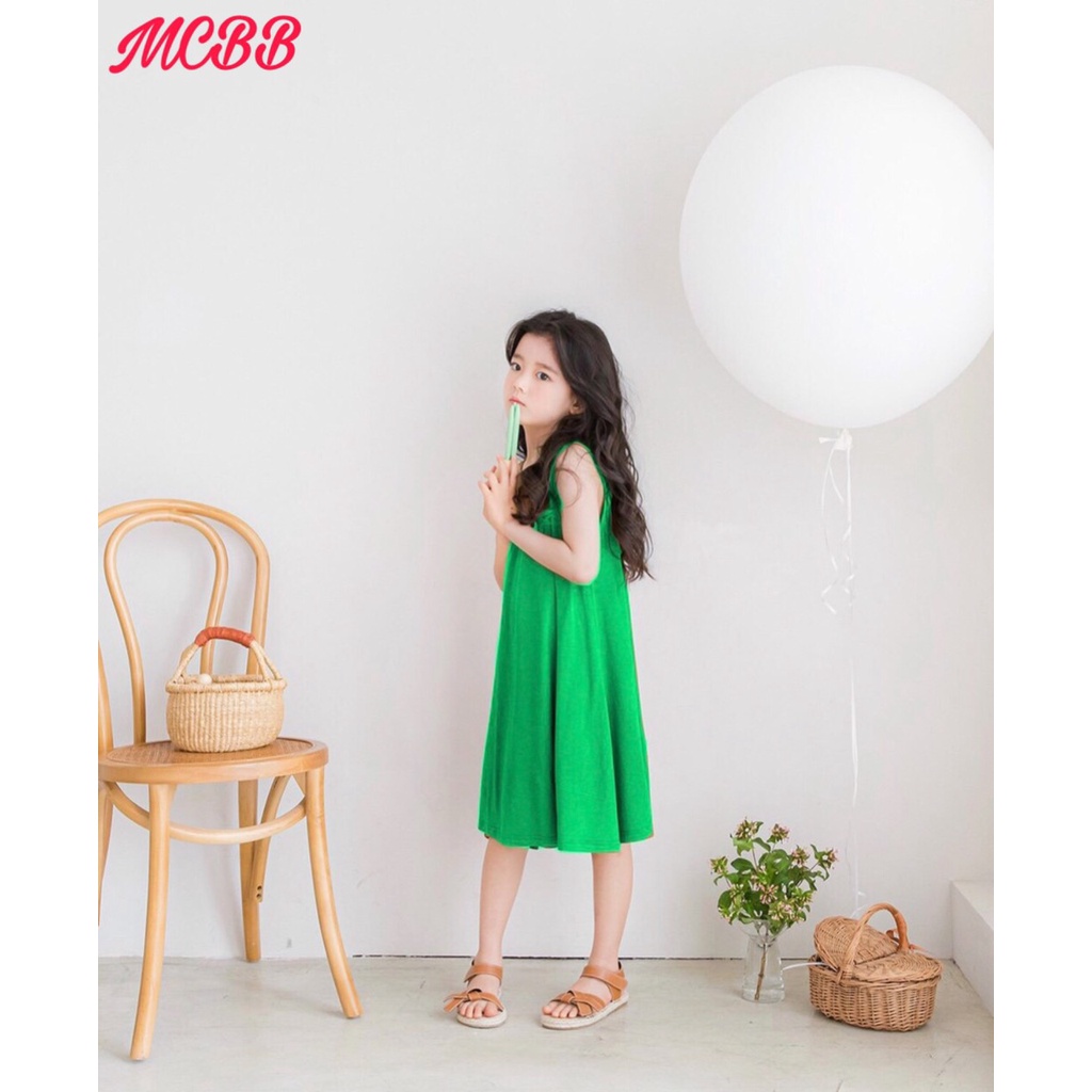 MCBB - 8-24Kg 100% Cotton Váy Suông Bé Gái Váy Thiểu Thư Đầm Bé Gái Váy Trẻ Em Thun Xòe Sát Nách Ba Lỗ Đi Biển 1-16 Tuổi