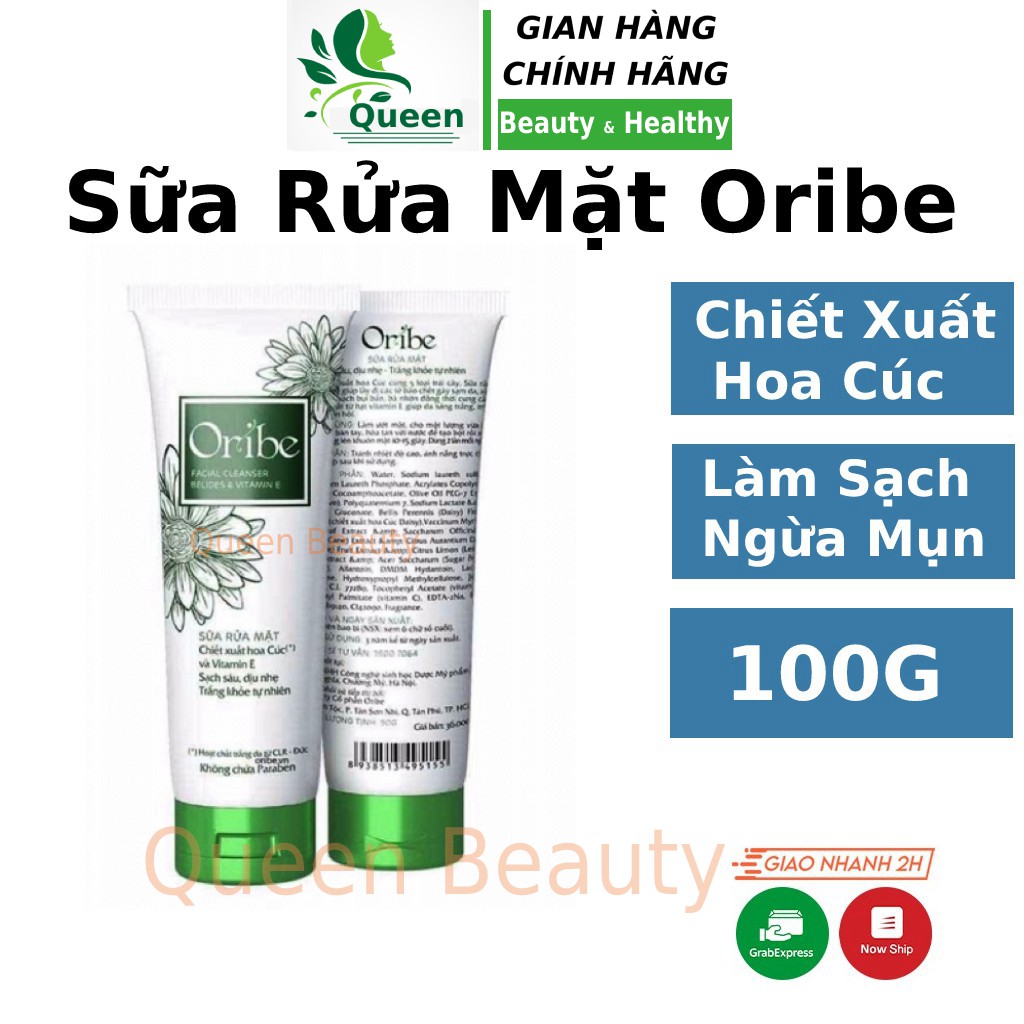Sữa rửa mặt Oribe hoa cúc cho mọi loại da dầu mụn nhạy cảm hỗn hợp khô tạo bọt thải độc tràm trà senka Queen Beauty