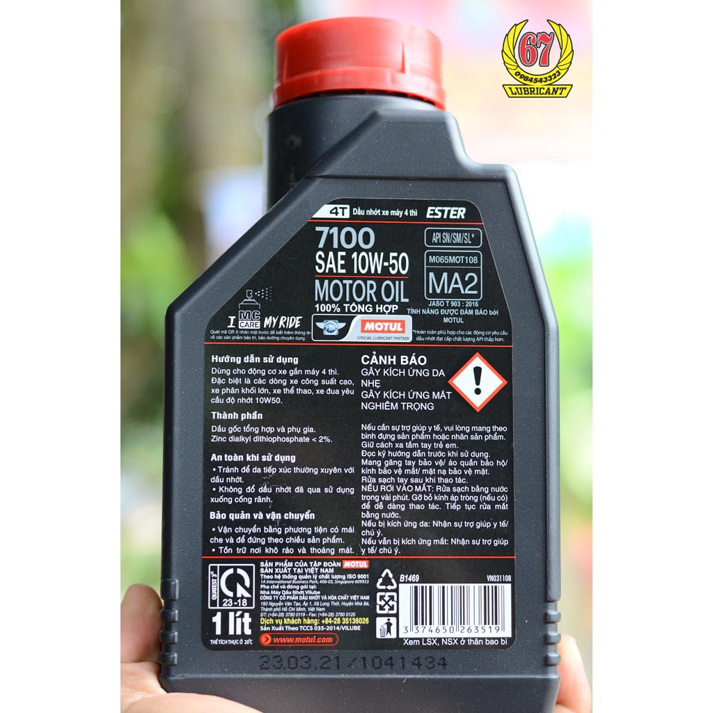 NHỚT MOTUL 7100 10W50 nhớt cao cấp 100% tổng hợp dành cho pkl,xe côn tay