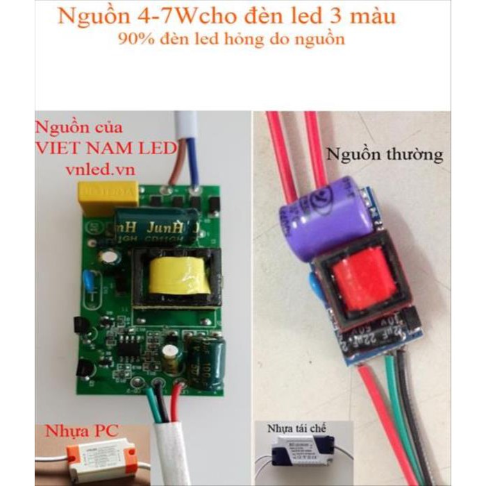 Nguồn VNLED lắp cho đèn led âm trần 4W đến 7W 3 chế độ màu | BigBuy360 - bigbuy360.vn