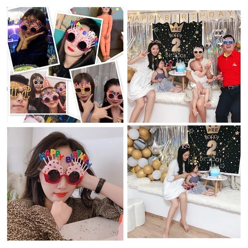 Kính mát hình chữ happy birthday