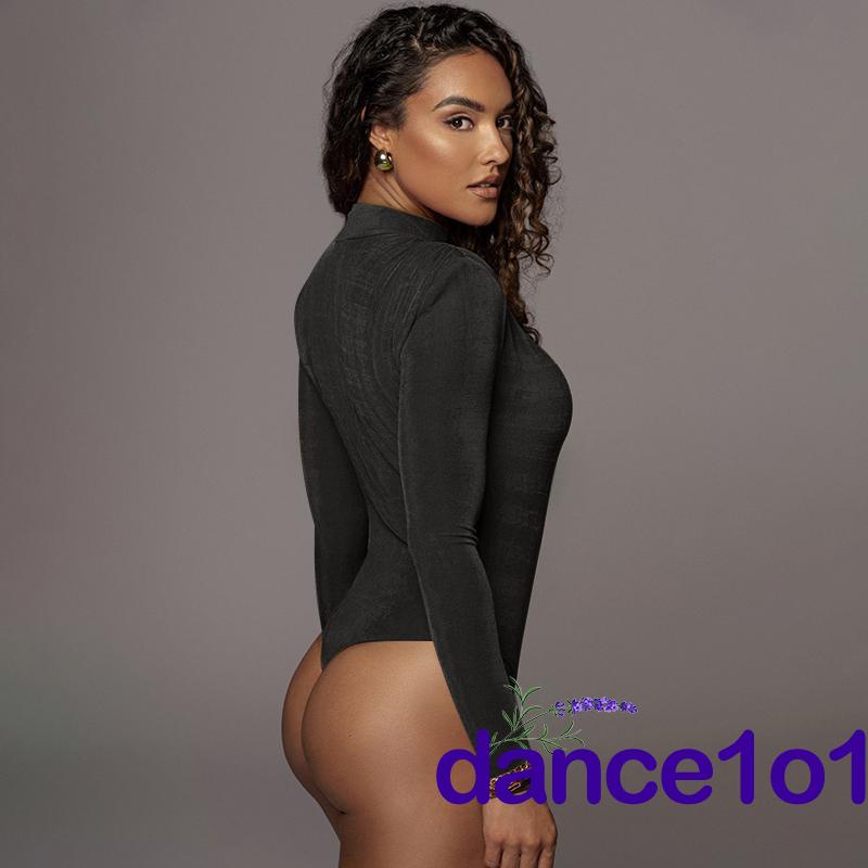 Bộ áo liền quần tay dài cổ cao màu sắc đơn giản dành cho nữ | BigBuy360 - bigbuy360.vn