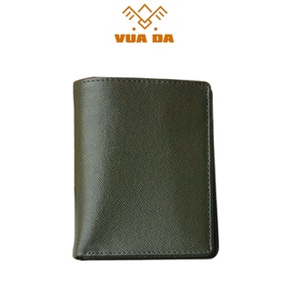 Ví nam da bò thật cao cấp, ví da bò Taiga sang trọng đẳng cấp dáng đứng màu xanh rêu