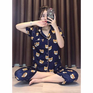 Bộ pijama lụa tay ngắn quần dài