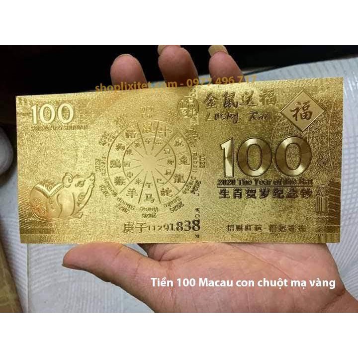 Đồng Tiền Lưu Niệm 100 Macao Hình Con Chuột Mạ Plastics Vàng không phai màu - Quà tặng tết 2020 -TMT Collection - Ms 272