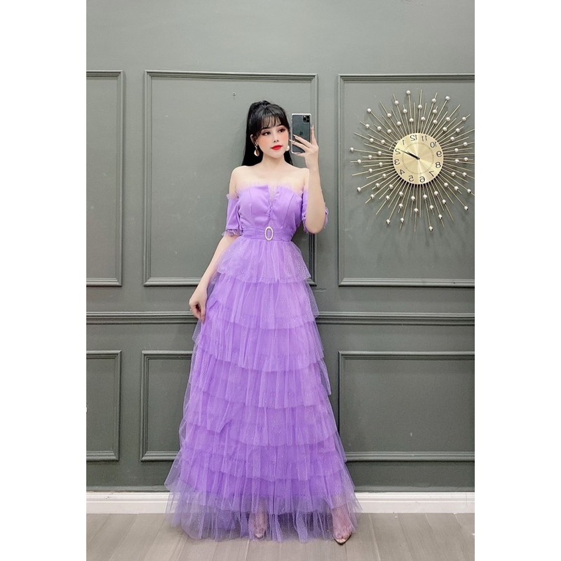 Đầm dự tiệc trễ vai lưới nhũ TRIPBLE T DRESS - size M/L( ảnh chụp thật) MS129Y