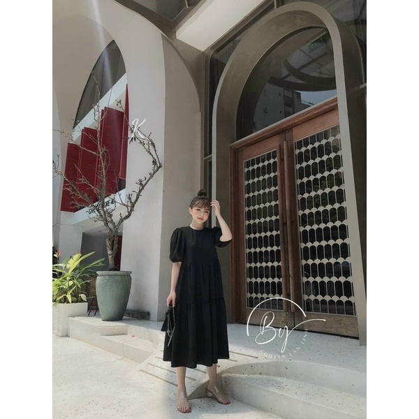 Đầm babydoll tay bồng trơn