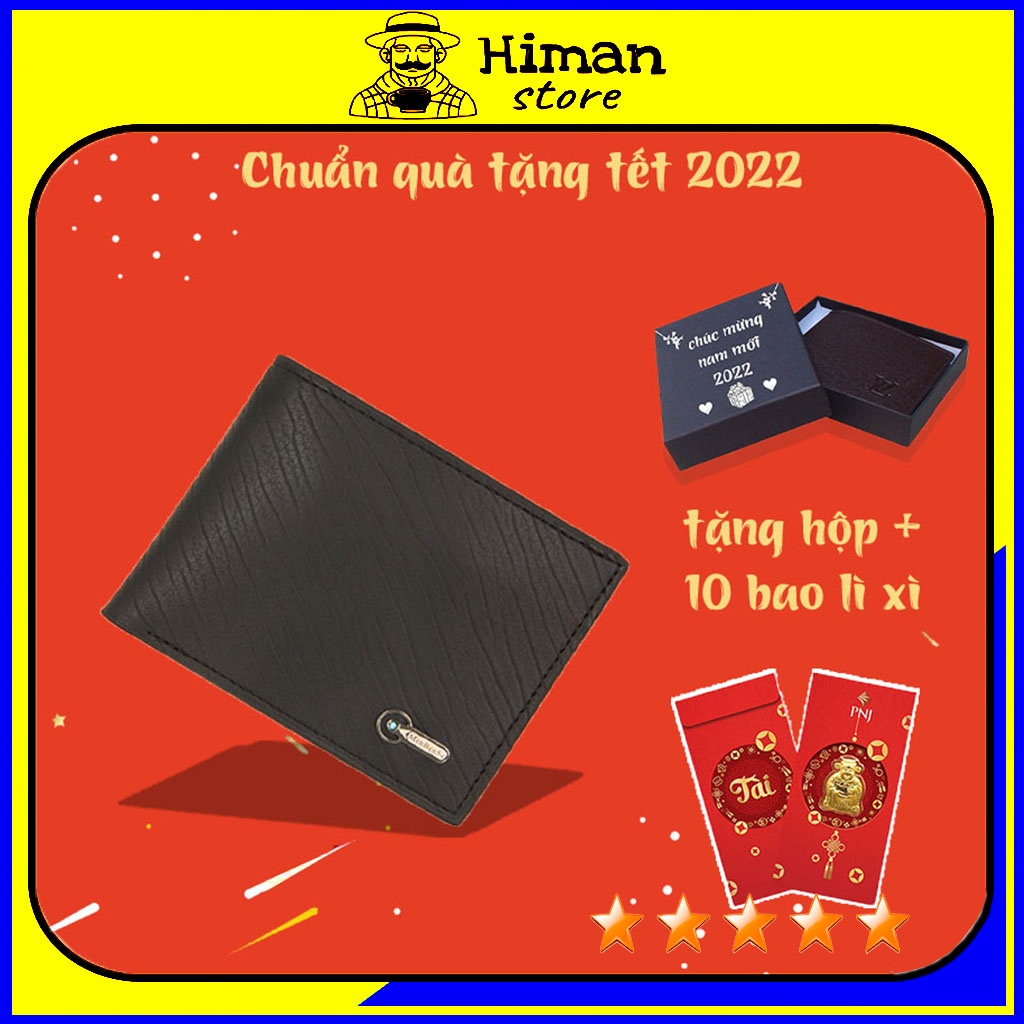Ví nam da PU xịn đẹp nhỏ gọn bóp mini dáng ngang thời trang cao cấp giá rẻ HIMAN VN030