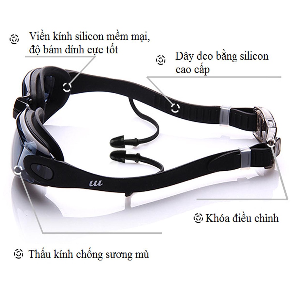 Kính bơi chống tia UV , Chống sương mù , bảo vệ , Dây đeo được làm 100% silicone mềm mại, thoải mái