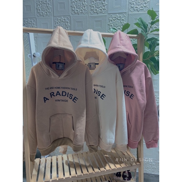 Áo nỉ hoodies có mũ in chữ aradise