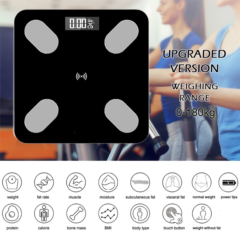 Cân điện tử JESSE phân tích chỉ số cơ thể mặt kính cường lực chịu tải 180kg.