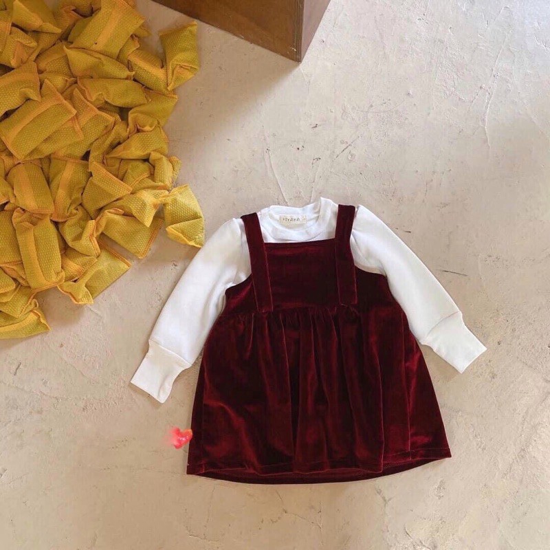 VÁY NHUNG 2 MÀU CHO BÉ