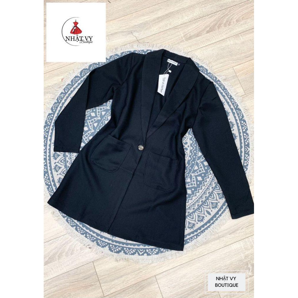 Áo Khoác Nữ NHẬT VY Giả Vest 2 Túi Công Sở Màu Xanh, Đen - D1806