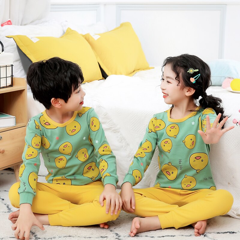 Bộ Đồ Ngủ Pijama Dài Tay Vải Cotton Cho Bé Từ 2-12 Tuổi