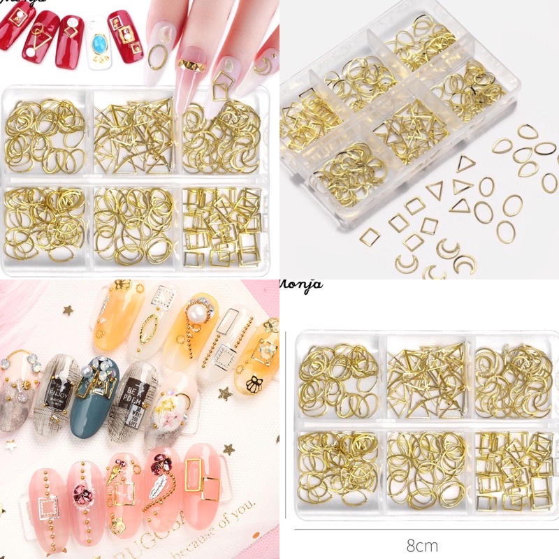 Phụ kiện cham vàng 6 ngăn trang trí nail đủ kiểu