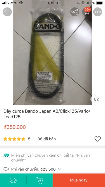 Dây curoa Bando Japan AB/ CLICK 125/ VARIO/LEAD 125/Pcx