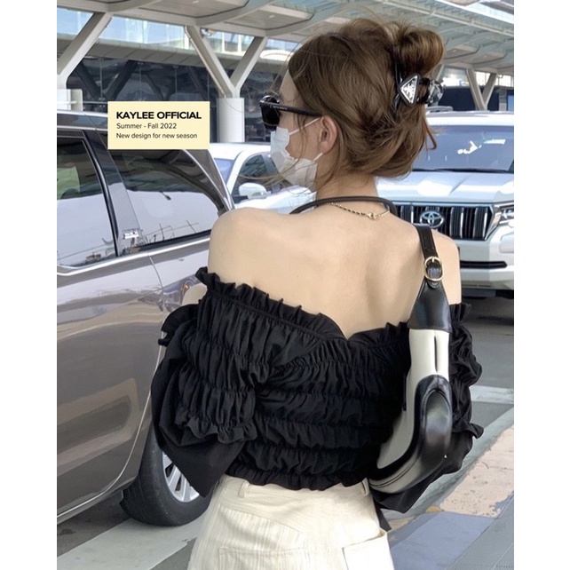 Áo Trễ Vai Chun Dài Tay Form Đẹp Hàng QC Chất Dày Dặn kèm ảnh thật Kaylee