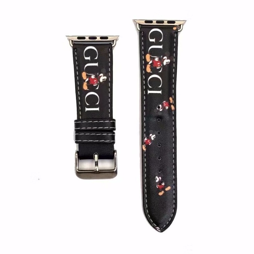Dây đeo da in hình Mickey/Minnie đáng yêu cho đồng hồ Iwatch 1/2/3/4/5 38/40/42/44mm
