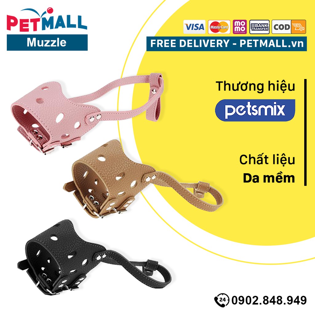 Rọ mõm bằng da cho chó Petsmix Fugashin 2021 Petmall