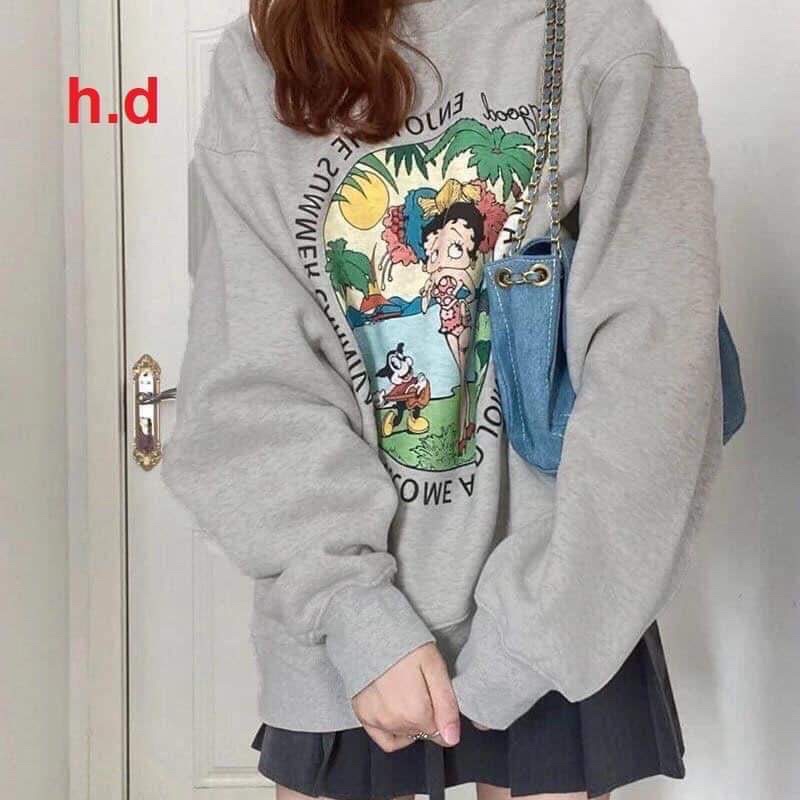 Áo nỉ bo xám cotton HD12