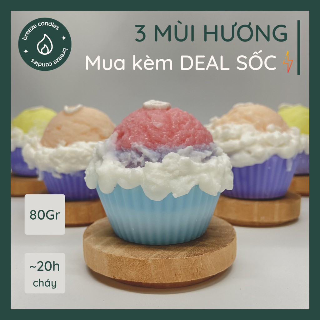 [DEAL SỐC 9K][3 mùi hương] Nến thơm dạng khuôn - CUPCAKE - 80gr (~ 20h đốt)