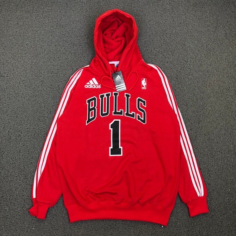 Áo Khoác Hoodie In Hình Logo Adidas Nba / Bulls / Hoa Hồng Màu Đỏ Nhạt Thời Trang