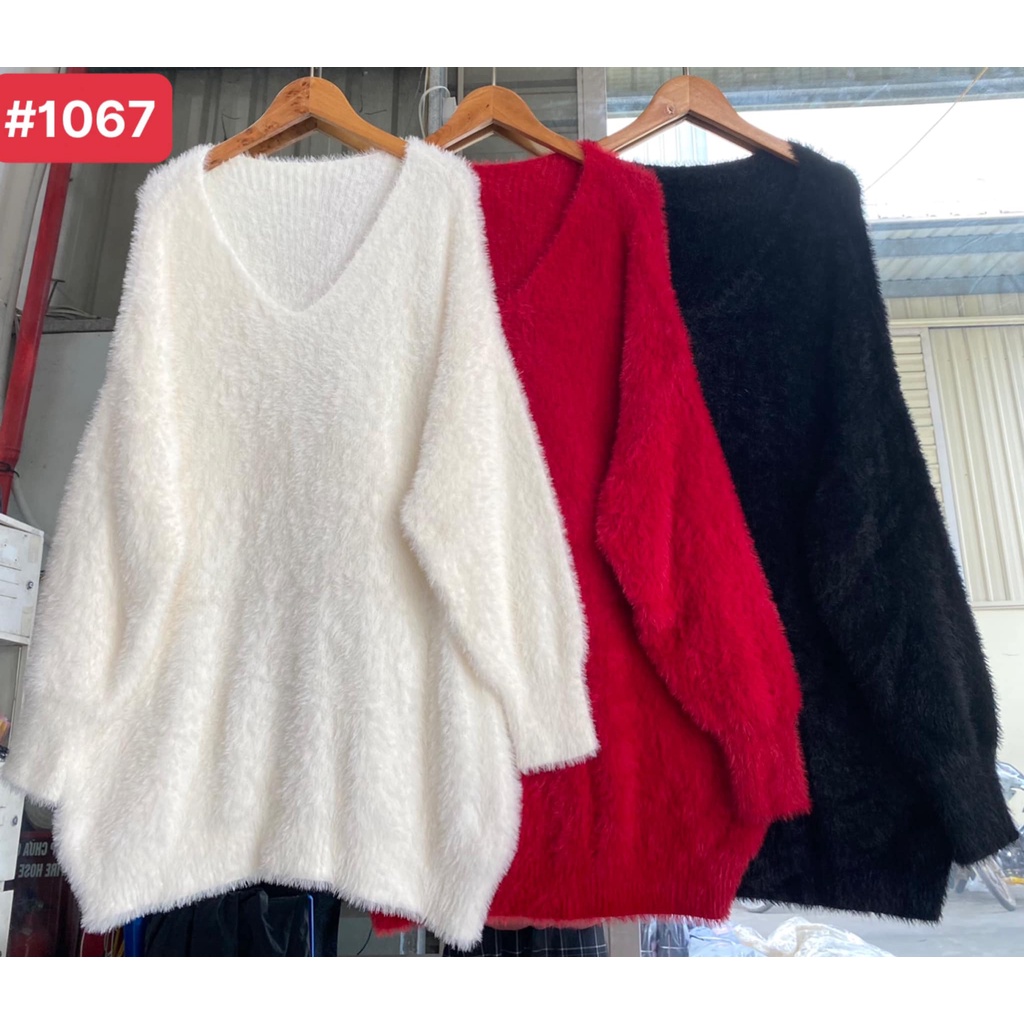 Áo len cổ V lông thỏ siêu mềm mại freesize v1 120cm