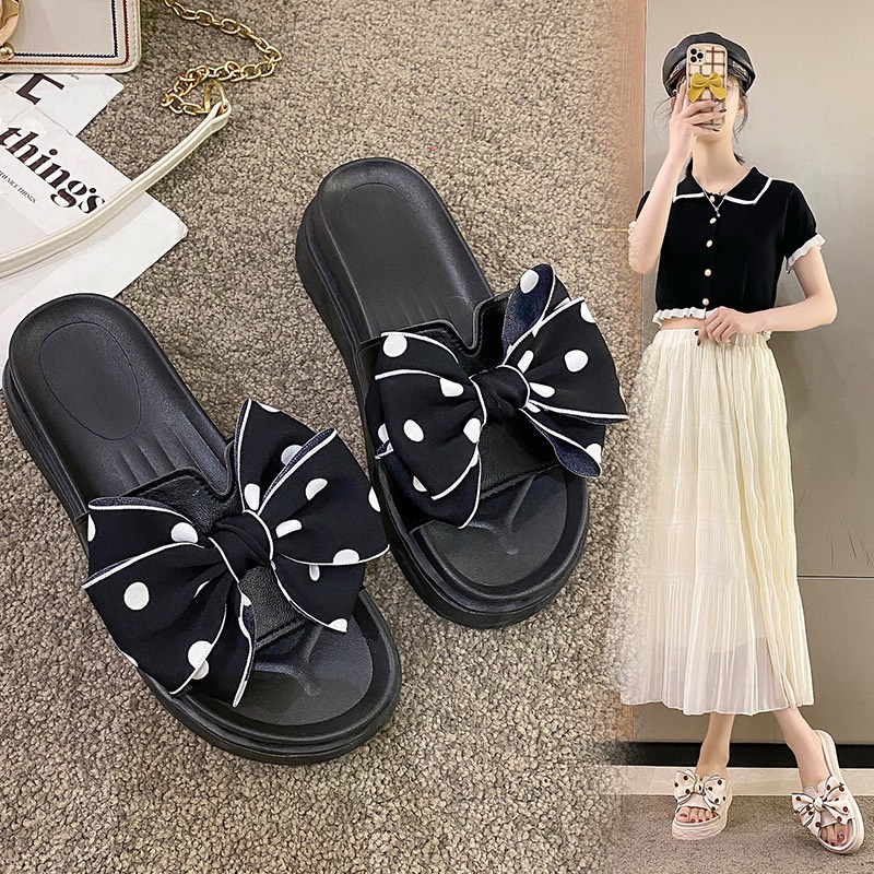 Mẹ và Bé Dép Lê Đính Nơ Đế Cao Su Non Mềm Êm Chân Cho Mẹ và Bé KB144
