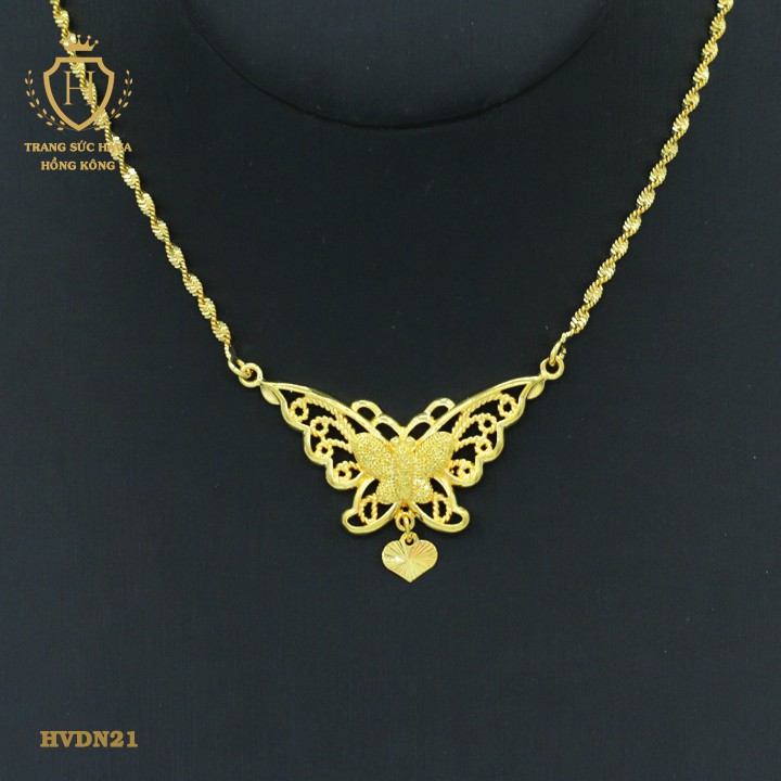 Dây Chuyền Nữ Titan, Vòng Cổ Mặt Cánh Bướm Xi Mạ Vàng Non 24k - Trang Sức Hava Hong Kong - HVDN21