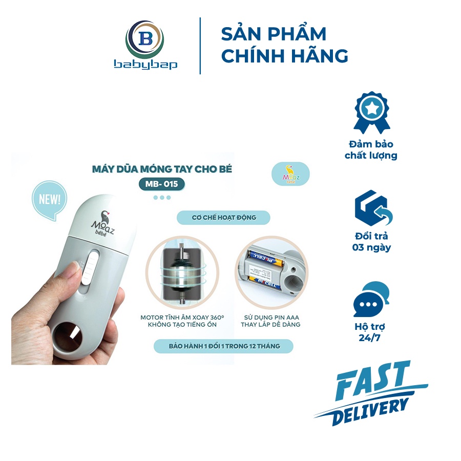 Máy Dũa Móng Tay Cho Bé Moaz bebe MB015 Với Các Tấm Mài Tùy Chỉnh Theo Độ Tuổi