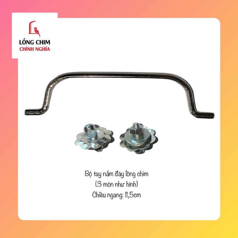 Tay nắm đáy inox chốt bông hoa, kích thước 11.5cm - Phụ kiện lồng chim đẹp