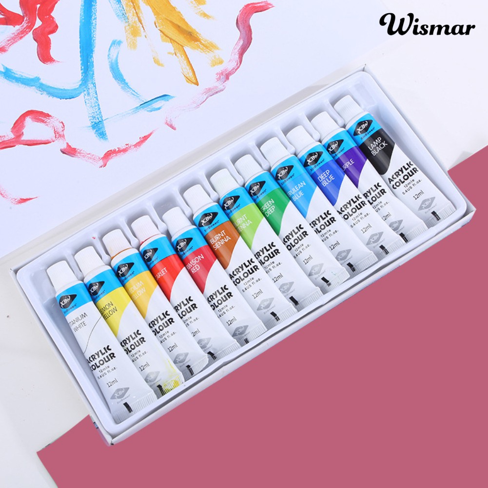 [Hàng mới về] Bộ 12 Tuýp Màu Vẽ 12ml Tiện Dụng | BigBuy360 - bigbuy360.vn