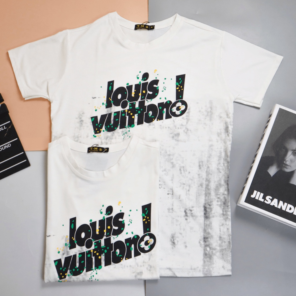 ÁO THUN NAM PHỐI CHỮ  LOANG HAI MÀU CHẤT THUN COTTON CAO CẤP