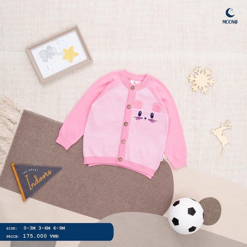 [ MOON ] Áo len lông cừu cài thẳng Moon cho bé từ 0-9M