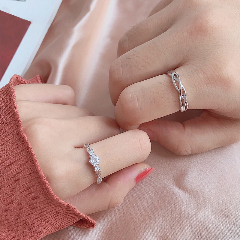 Nhẫn AHELLOGIRL mạ bạc thời trang dành cho cặp đôi