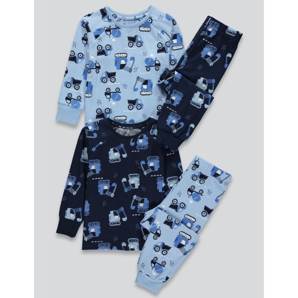 Bộ dài tay thu đông bé trai - Set 2 bộ oto máy xúc Next chất cotton cho bé trai size2-7t