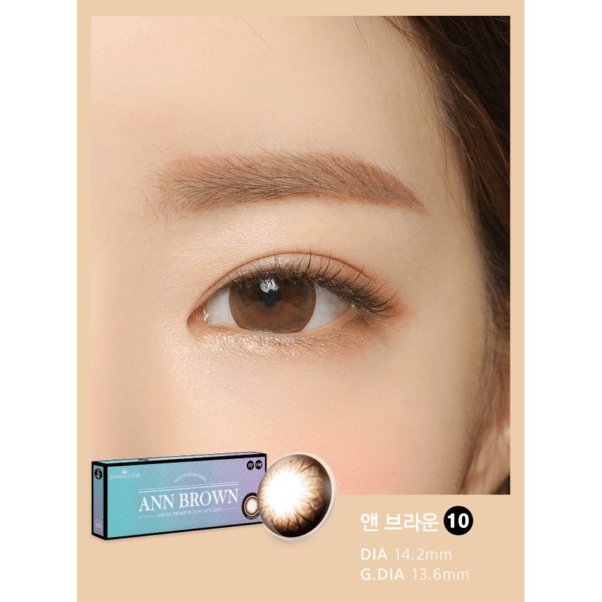 Lens Hàn Quốc đeo 1 ngày màu nâu Brown thời trang, kính áp tròng dùng 1 lần đủ độ cận thị Ann Brown | Ann365 Lens
