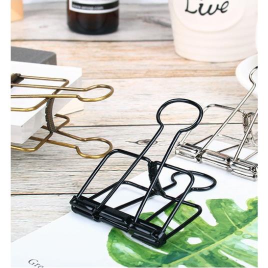 Kẹp giấy MILASO kẹp bướm kim loại dạng khung 3 size nhiều màu độc đáo SC-001357