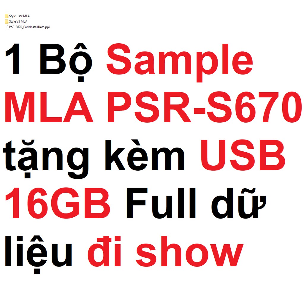 1 Bộ sample MLA Yamaha PSR-S670 tặng kèm USB 16GB Full dữ liệu đi show