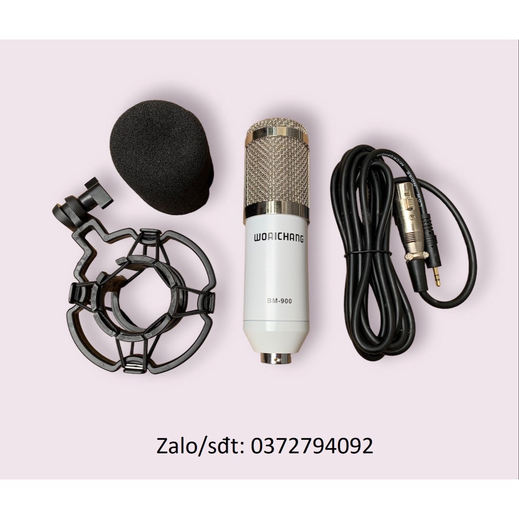 Micro Thu Âm Woaichang BM 900 trắng sữa được nâng cấp chất âm và độ nhạy