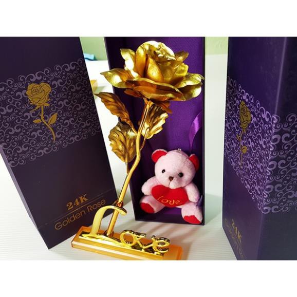 [ chất lượng cao- uy tín] Hoa hồng mạ vàng 24K có đế bông màu vàng 🌹 | BigBuy360 - bigbuy360.vn
