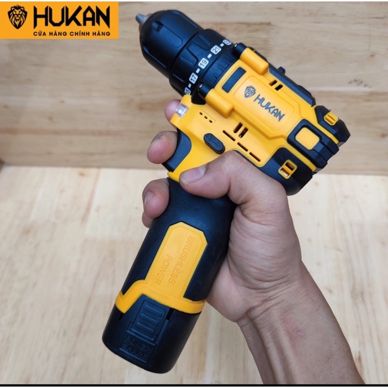 Máy khoan pin HUKAN 18V 4 cell Model HK-XC5 không chổi than tặng kèm 24 phụ kiện CHẤT LƯỢNG CAO