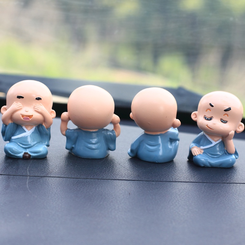 Tượng chú tiểu tứ không MẪU MỚI KÈM ĐẾ KEO trang trí bàn làm việc, nhà cửa, ô tô 💕FREESHIP 50k💕 - Những Điều Bình An