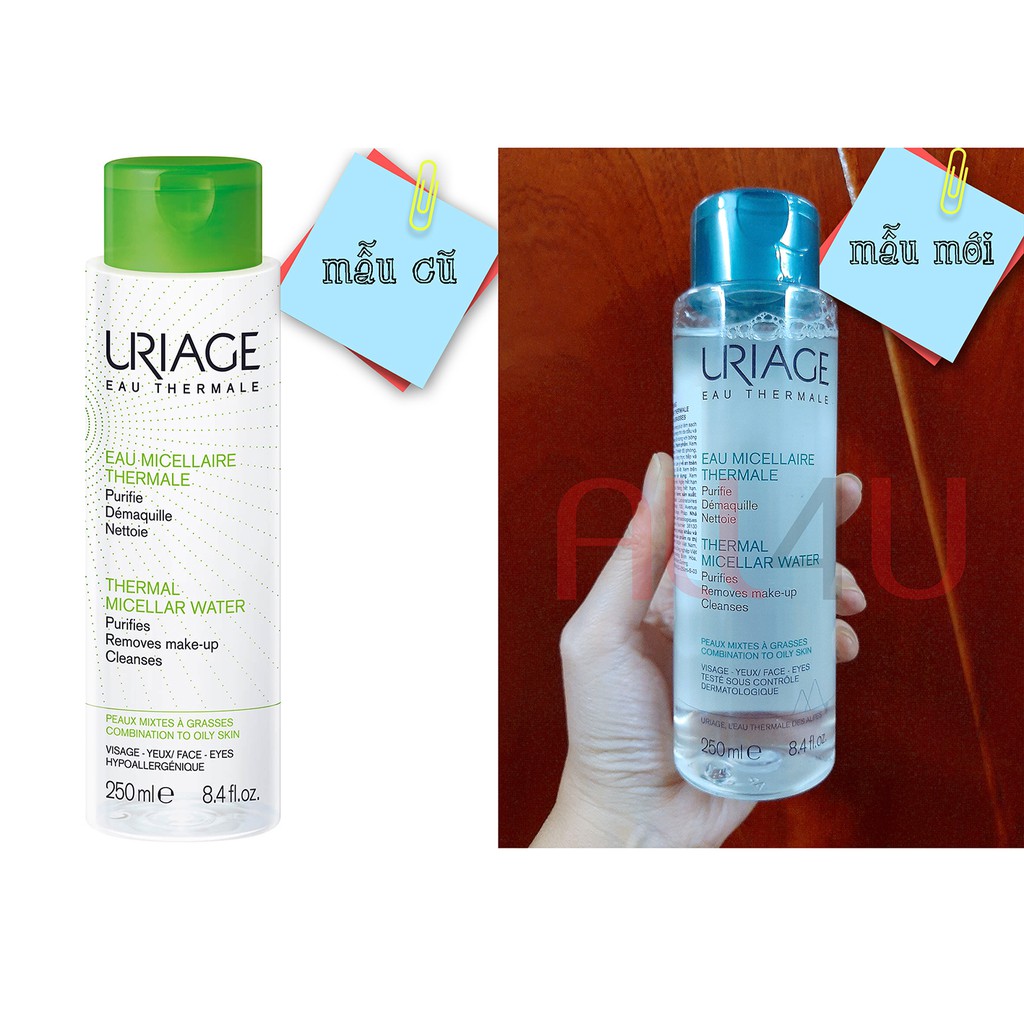 [TEM CTY] Uriage Thermal Micellar Water PMG 100mL &amp; 250mL (Nắp xanh lá đậm) - Nước Tẩy Trang Dành Cho Da Dầu, Hỗn Hợp.