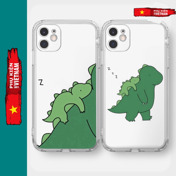 Ốp lưng iphone 7, 8 Plus, X, XS, XR, XSMAX, 11, 12, 13 PROMAX trong quãng MẸ CON khủng long thời tiền sử PKVN