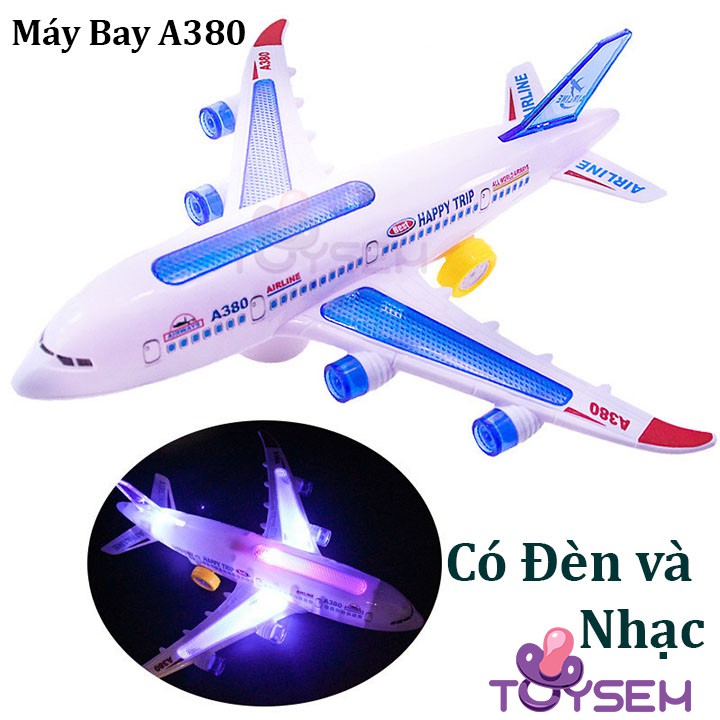 Đồ chơi trẻ em mô hình máy bay Toysem A380 có đèn và nhạc - Quà tặng sinh nhật cho bé