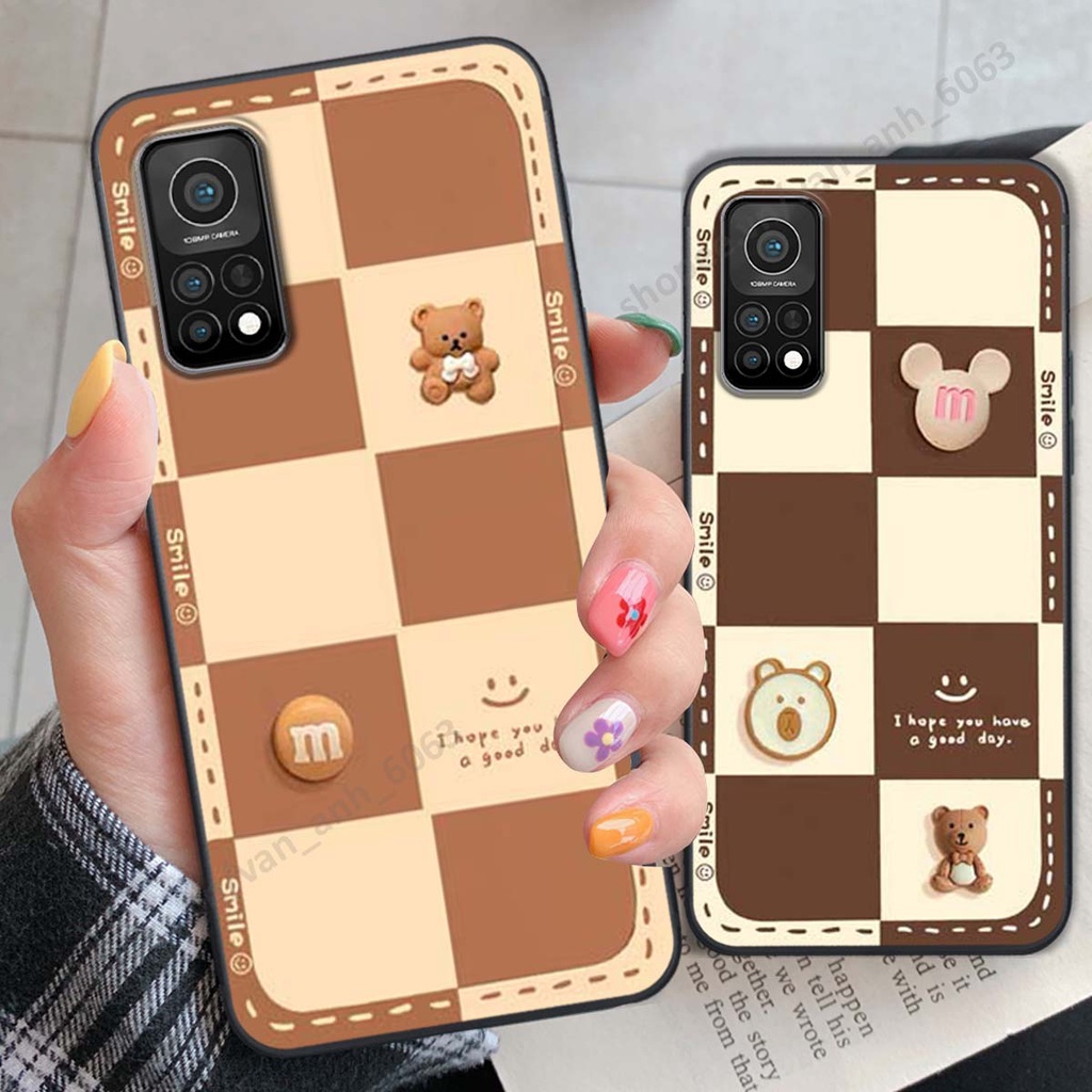Ốp lưng Xiaomi Mi 10T Pro hình gấu, kẹo dễ thương cute
