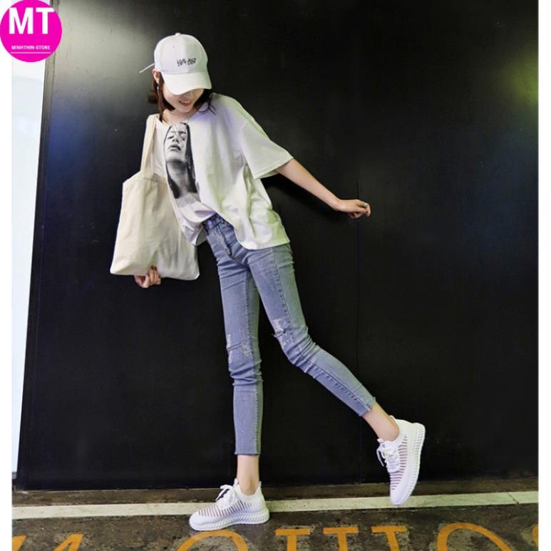 Giày sneaker thể thao tập gym, chạy bộ,aerobic nữ cổ chun thoáng khí đế mềm GN17 -(*VZ