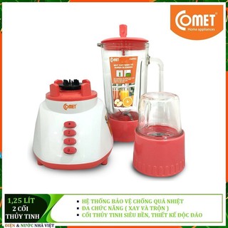 MÁY XAY SINH TỐ 1,25 LÍT COMET CM9953 LY THỦY TINH SIÊU BỀN ( CHỐNG QUÁ NHIỆT - ĐA CHỨC NĂNG XAY VÀ TRỘN )